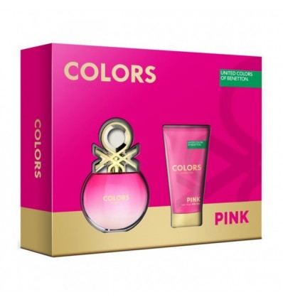 BENETTON COLORS PINK FOR HER 50ML EDT + BODY LOTION 75ML (M) SET