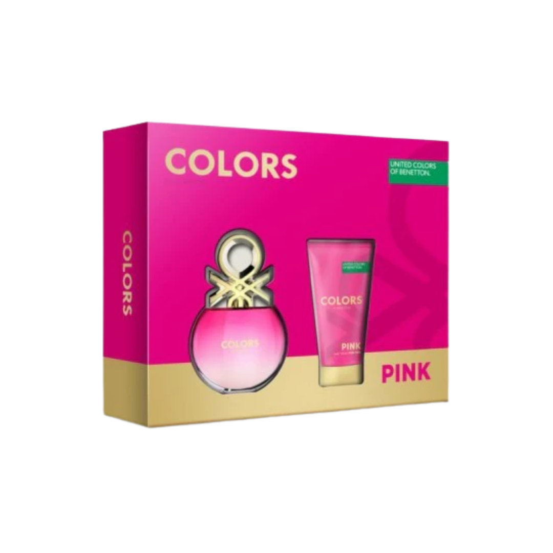 BENETTON COLORS PINK FOR HER 50ML EDT + BODY LOTION 75ML (M) SET